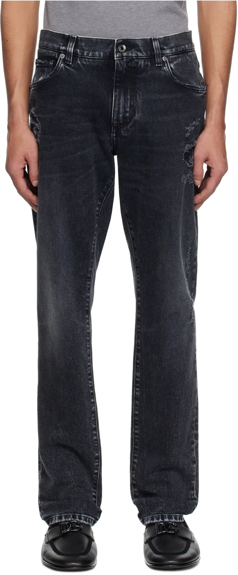 Straight Leg Distressed Jeans