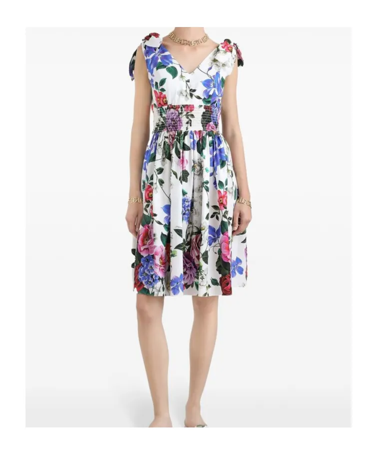 Floral Printed V-Neck Midi Dress