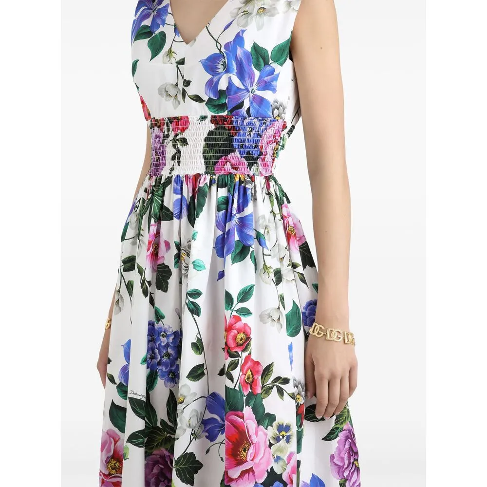 Floral Printed V-Neck Midi Dress