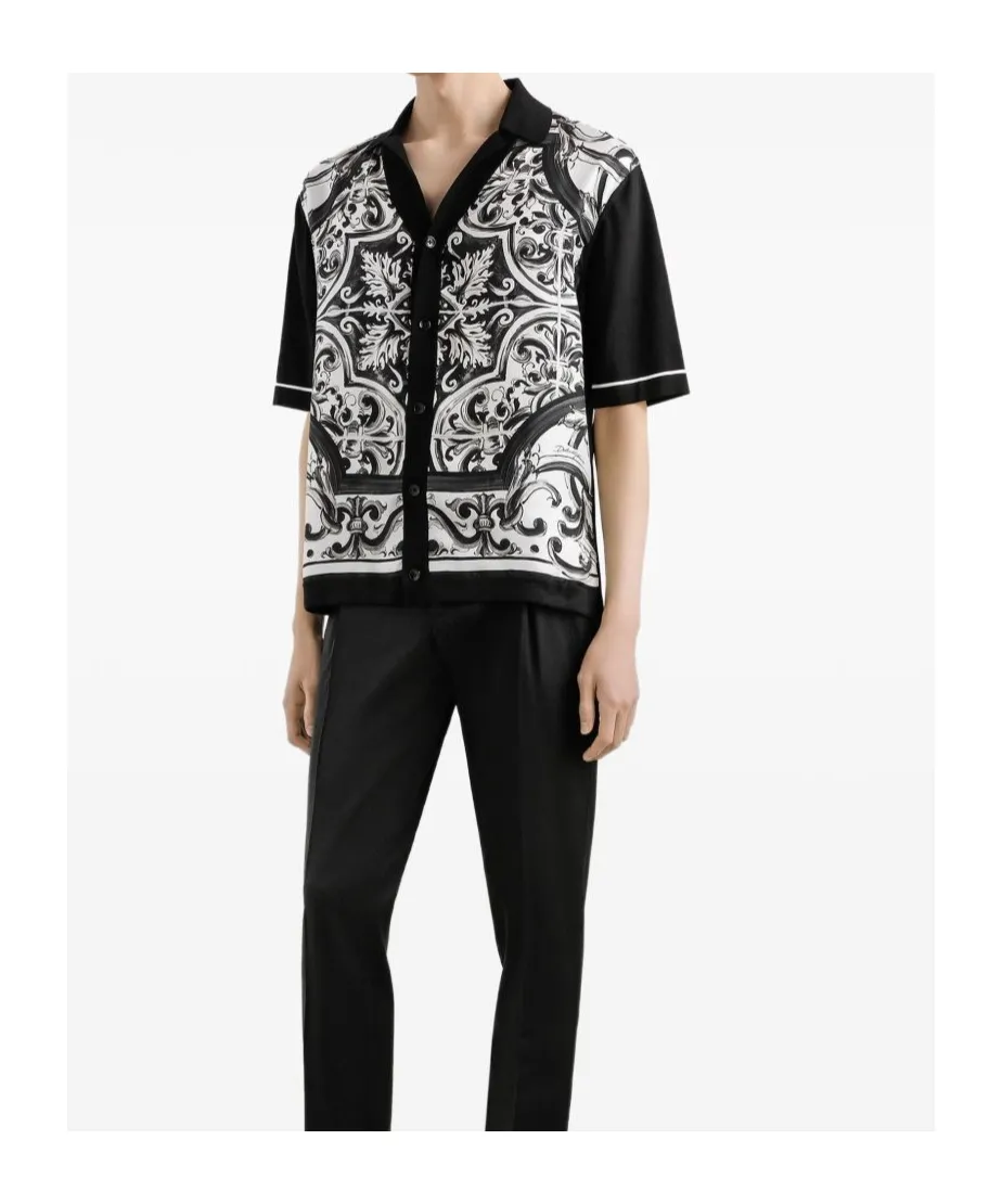 Majolica-Print Short-Sleeved Shirt