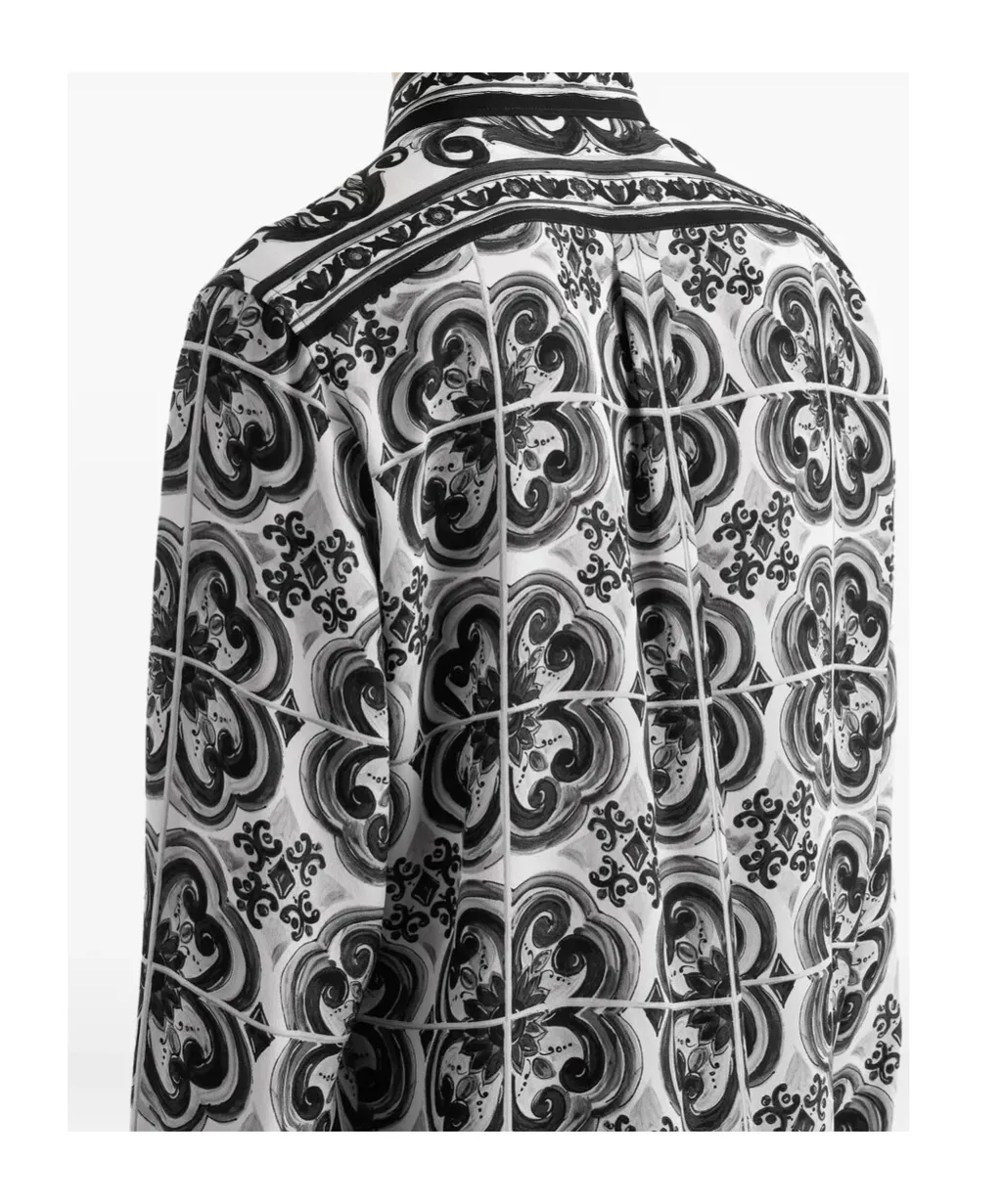 Majolica-Print Button-Up Shirt