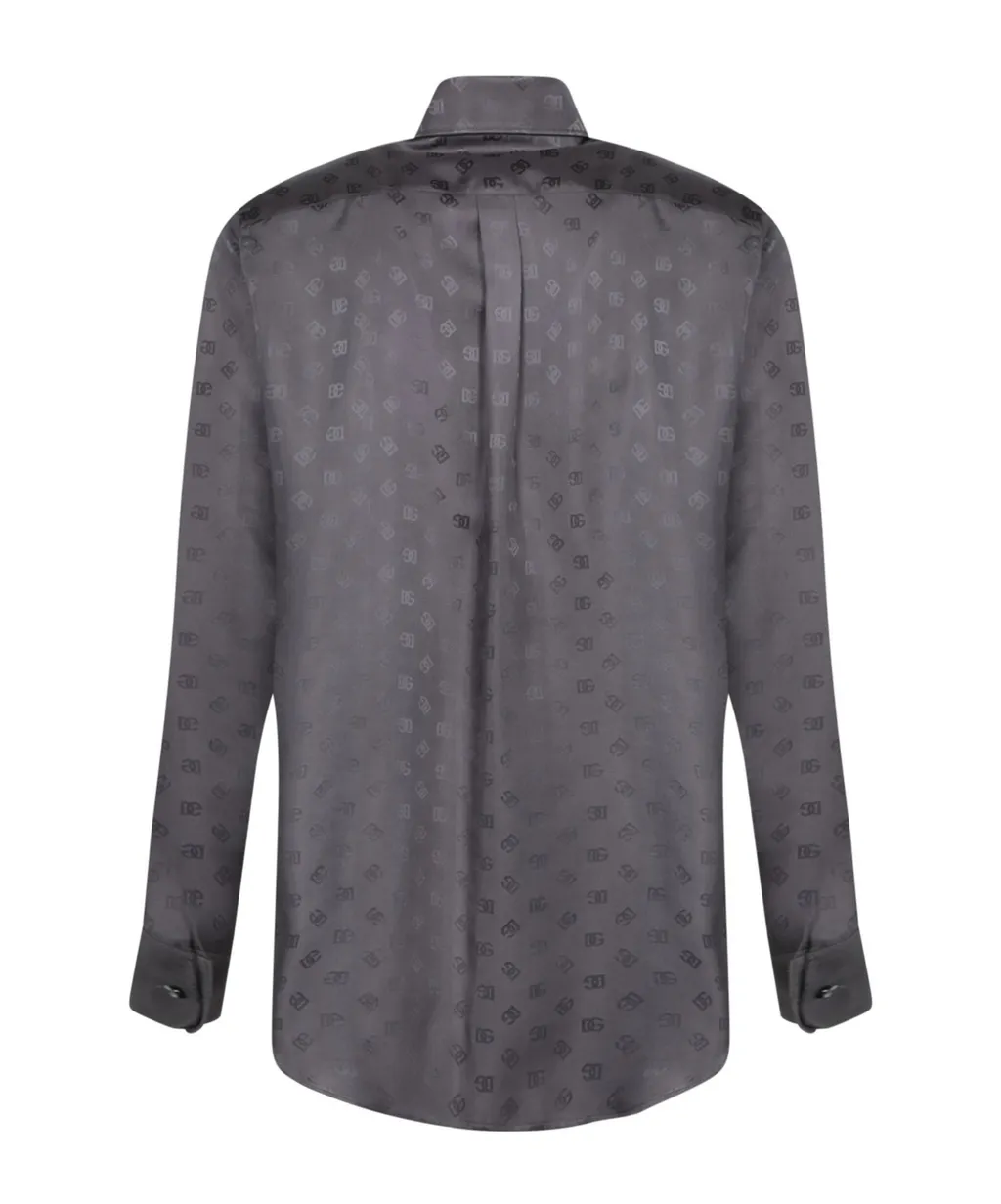 Logo-Pattern Silk Shirt