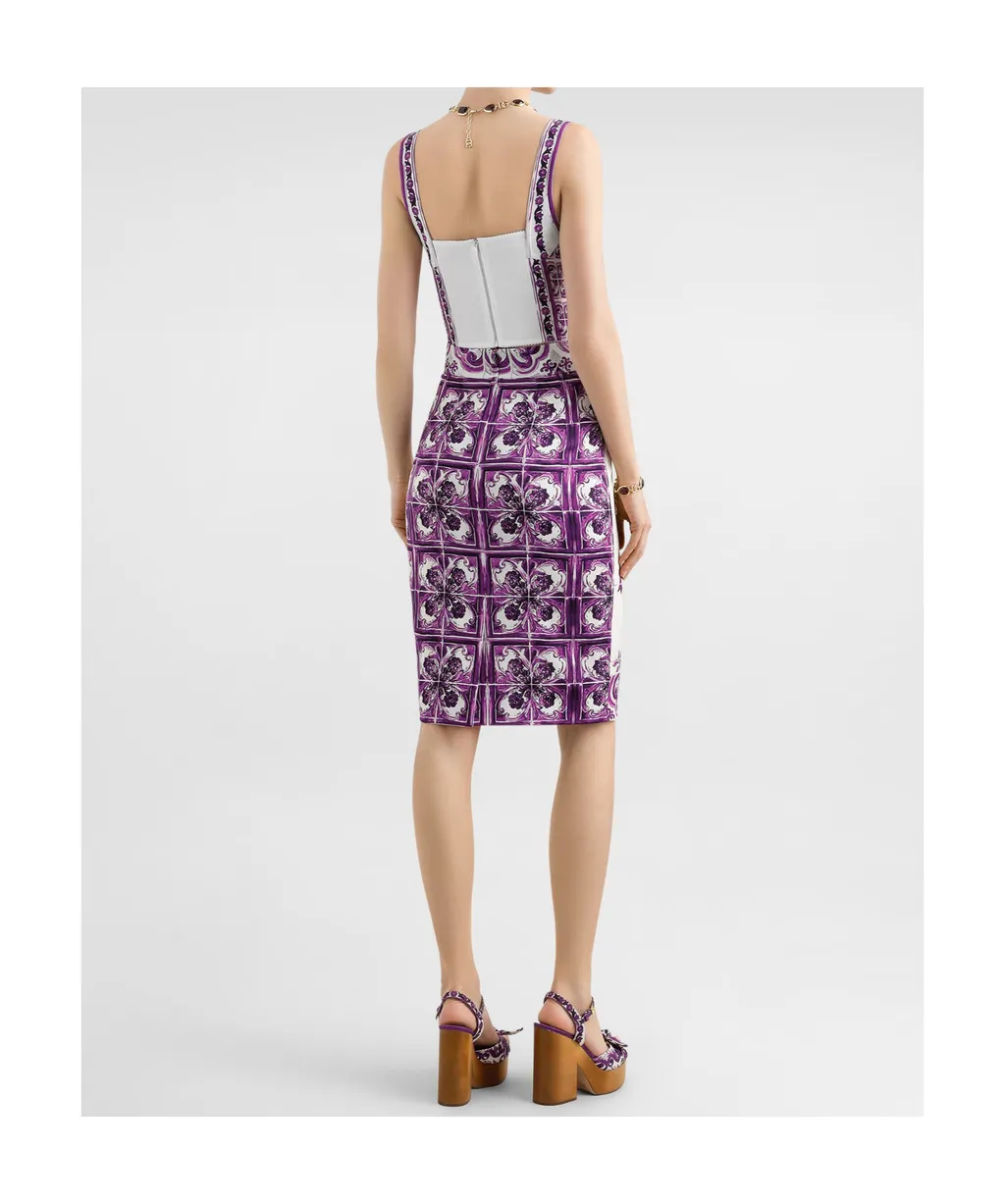 Majolica Printed Charmeuse Bustier Top