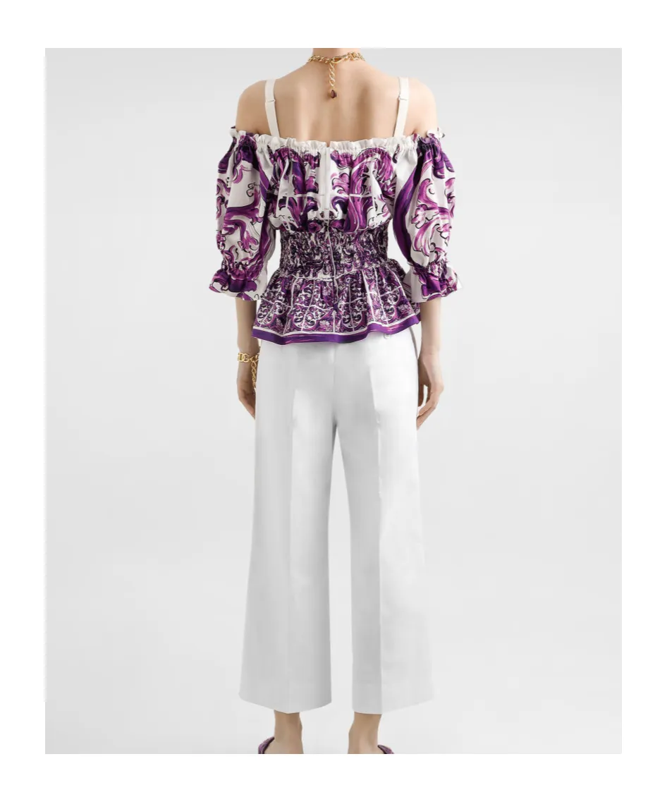 Majolica-Print Poplin Top