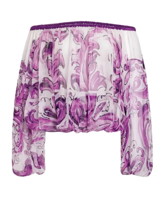 Graphic-Print Silk Blouse