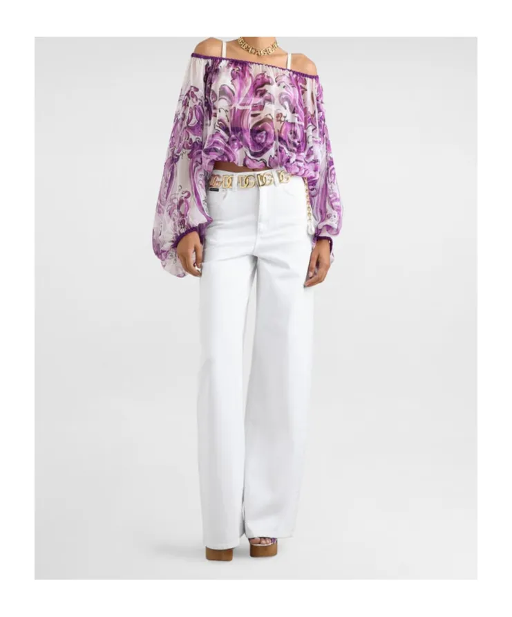 Graphic-Print Silk Blouse