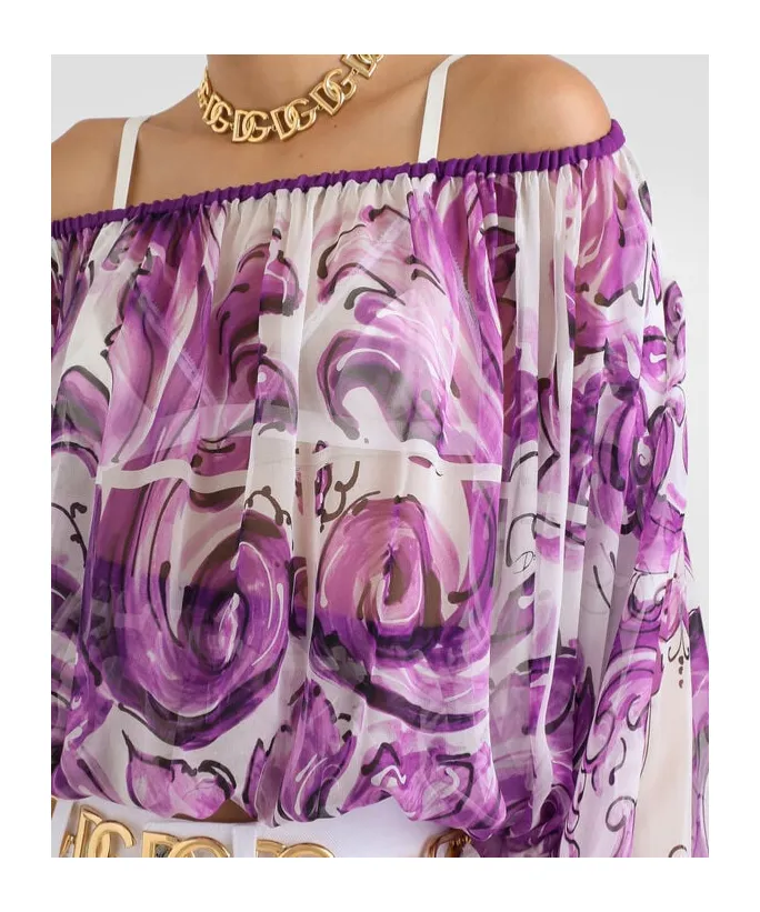 Graphic-Print Silk Blouse