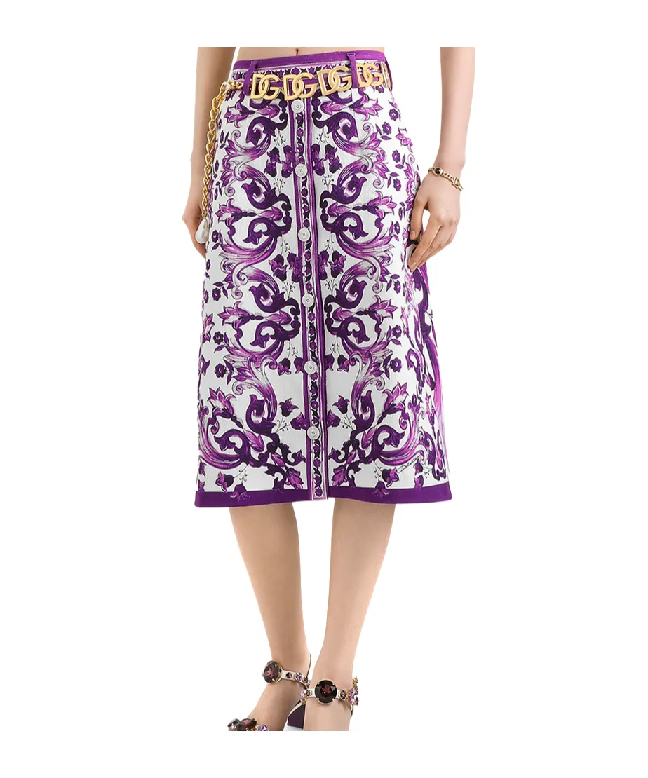 Graphic-Print Midi Skirt