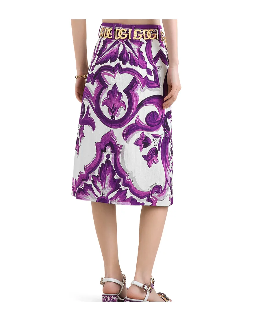 Graphic-Print Midi Skirt
