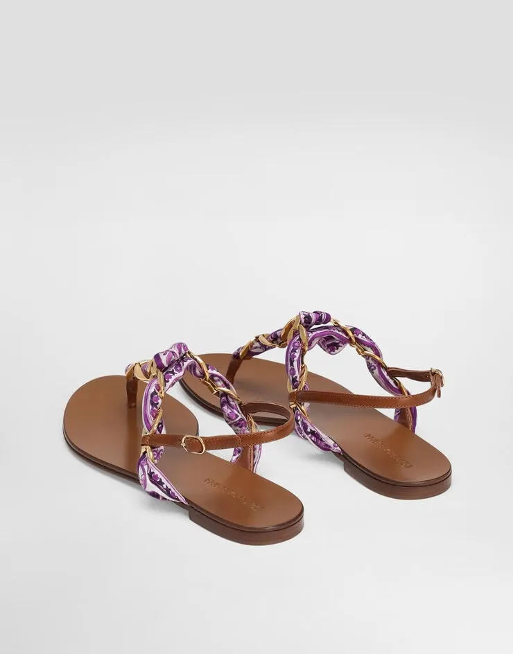 Majolica Printed Twill Flip-Flops