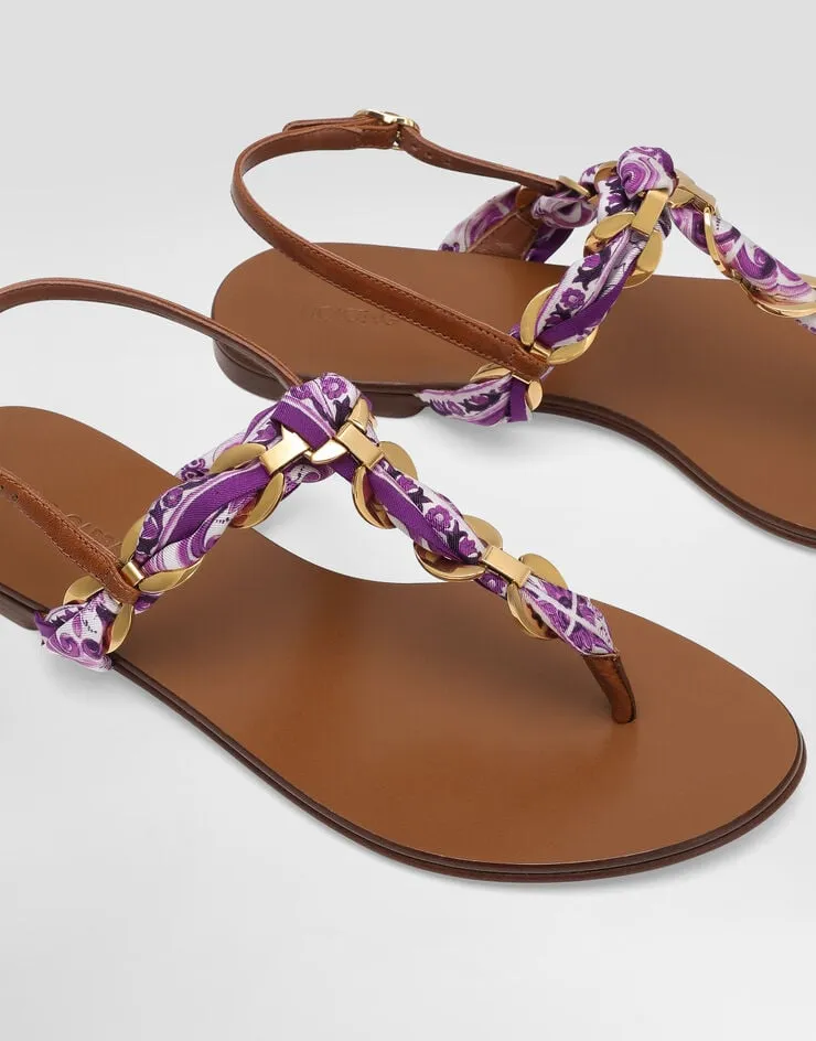 Majolica Printed Twill Flip-Flops