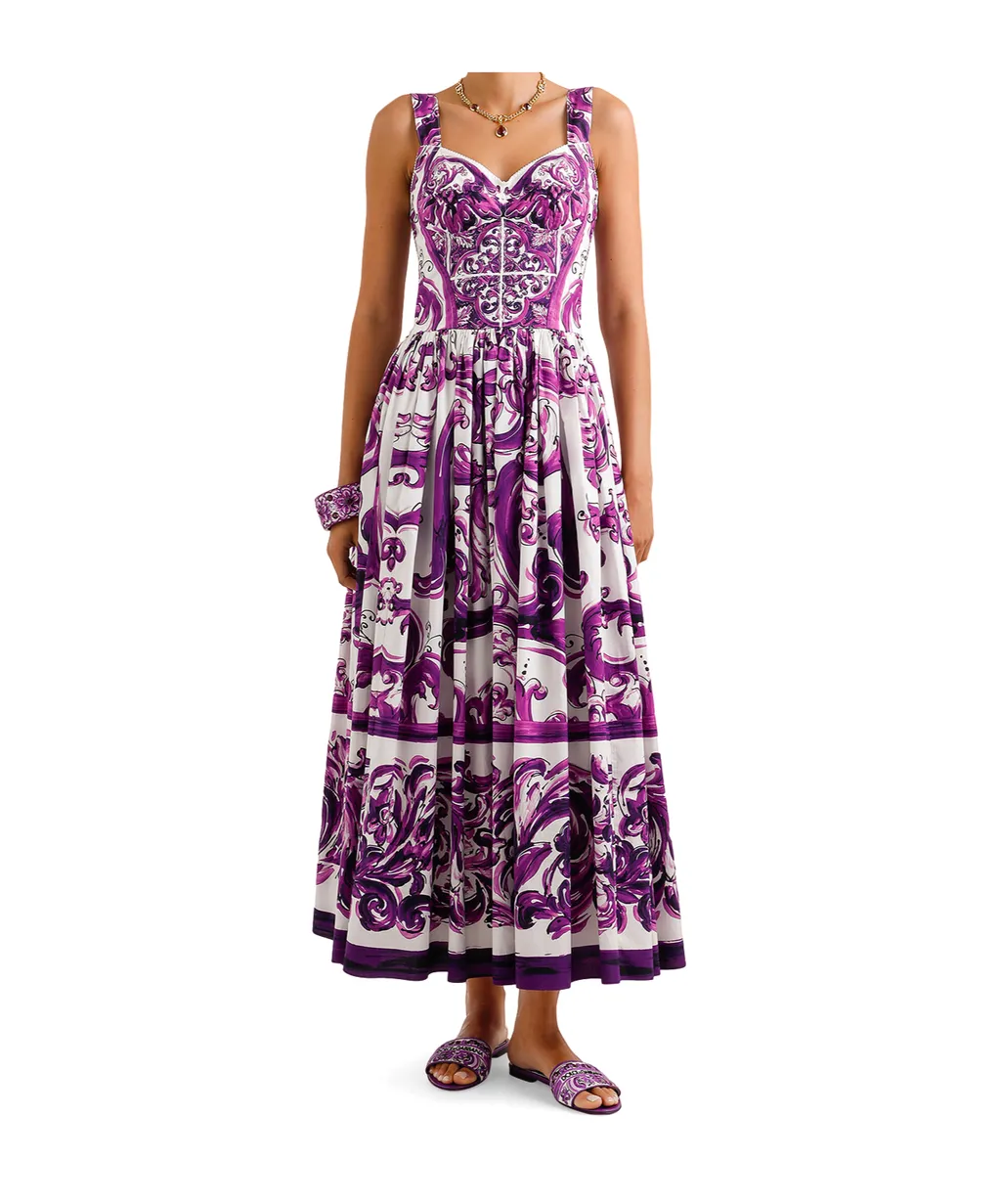 Graphic Printed Sleeveless Midi Dress