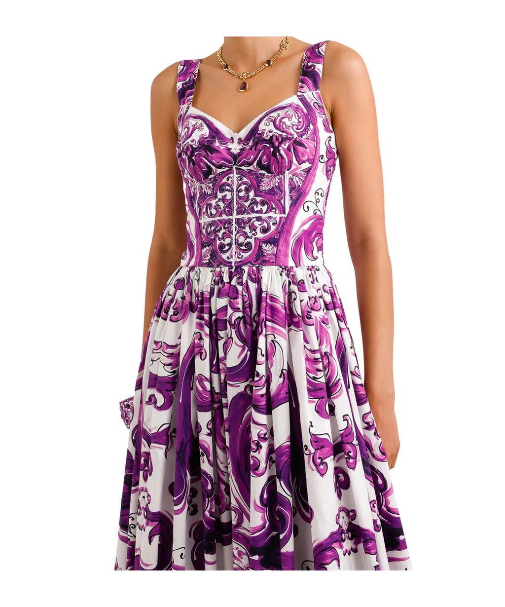 Graphic Printed Sleeveless Midi Dress