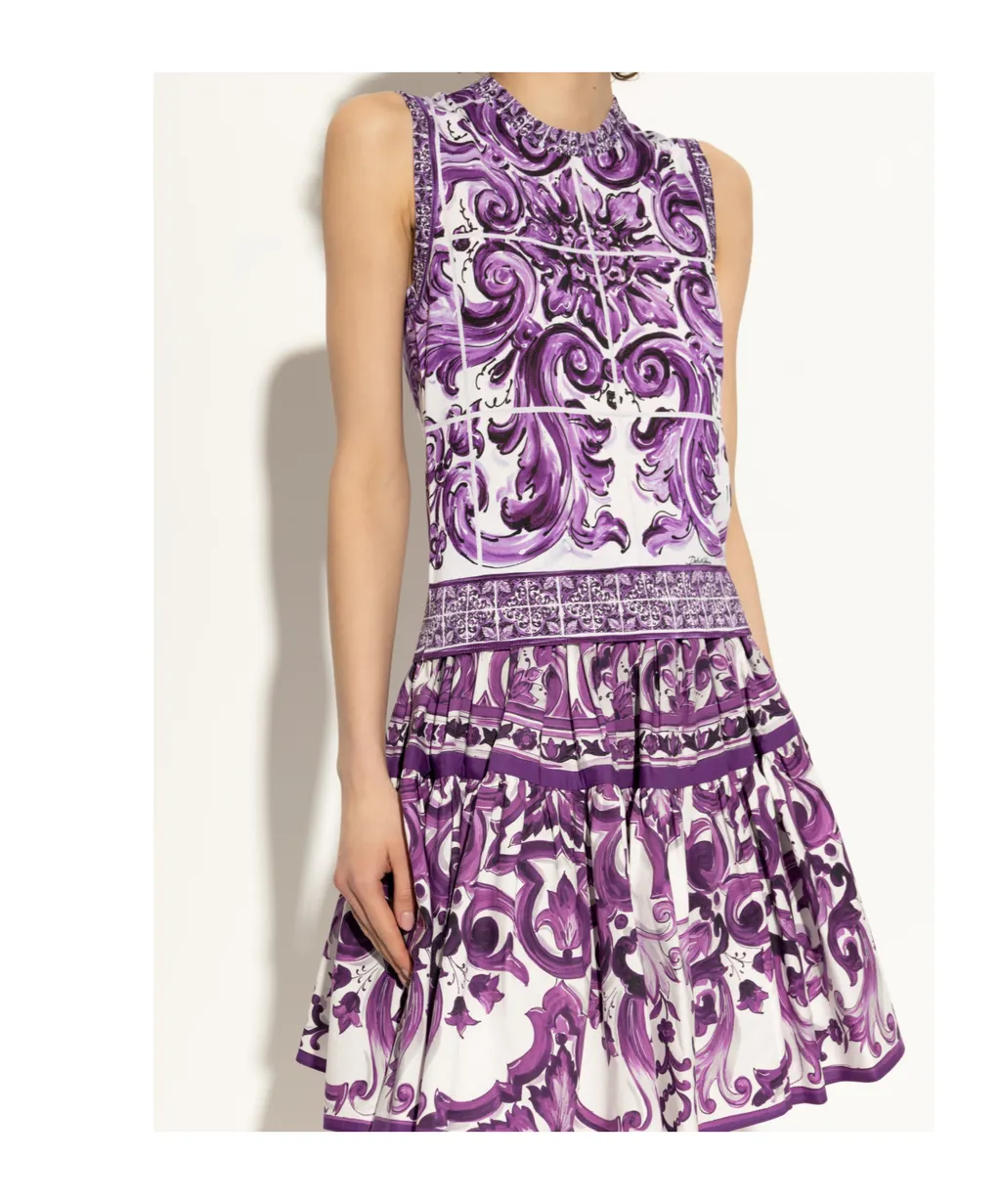 Majolica Printed Sleeveless Ribbed Sweater