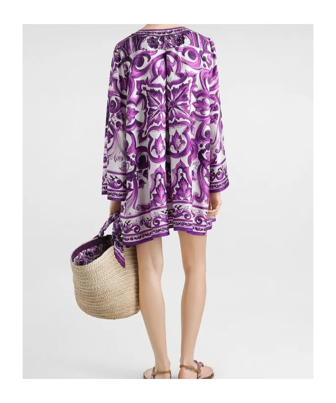 Graphic Printed Long-Sleeved Dress