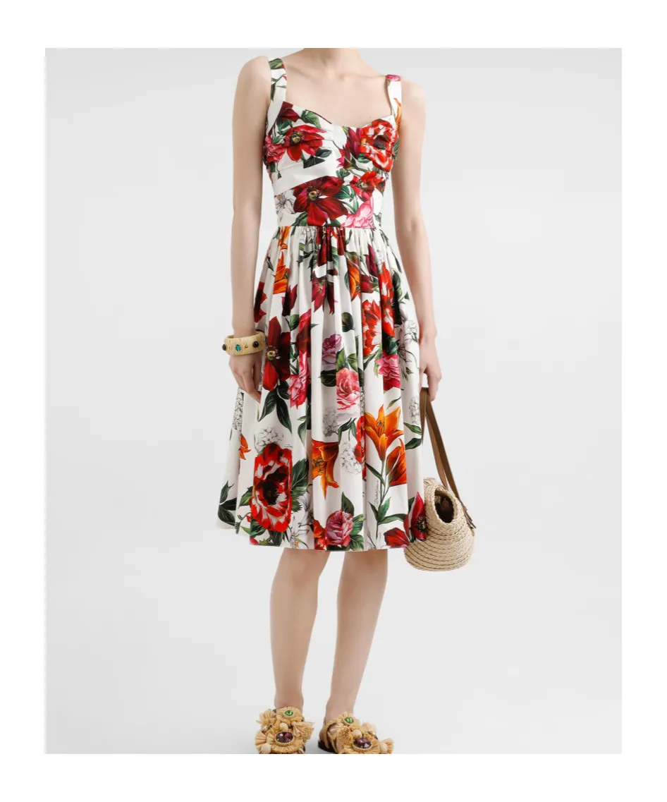 Floral Printed Sleeveless Midi Dress
