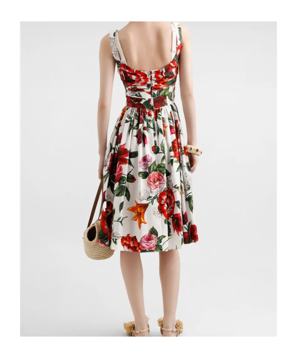 Floral Printed Sleeveless Midi Dress