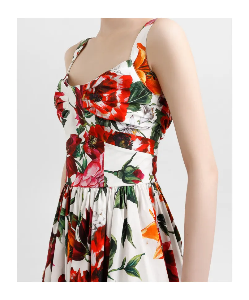 Floral Printed Sleeveless Midi Dress