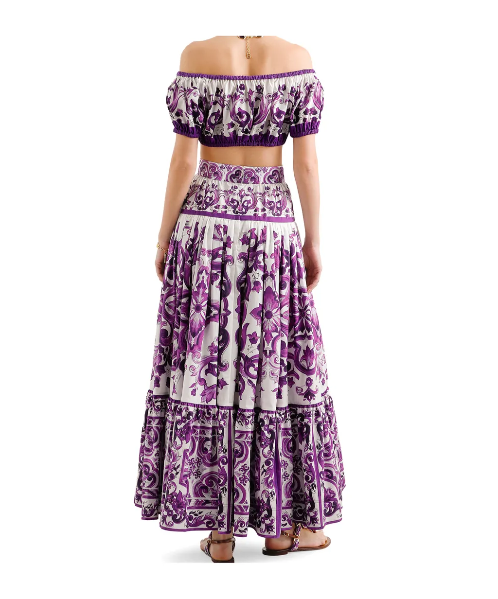 Majolica Printed Midi Skirt