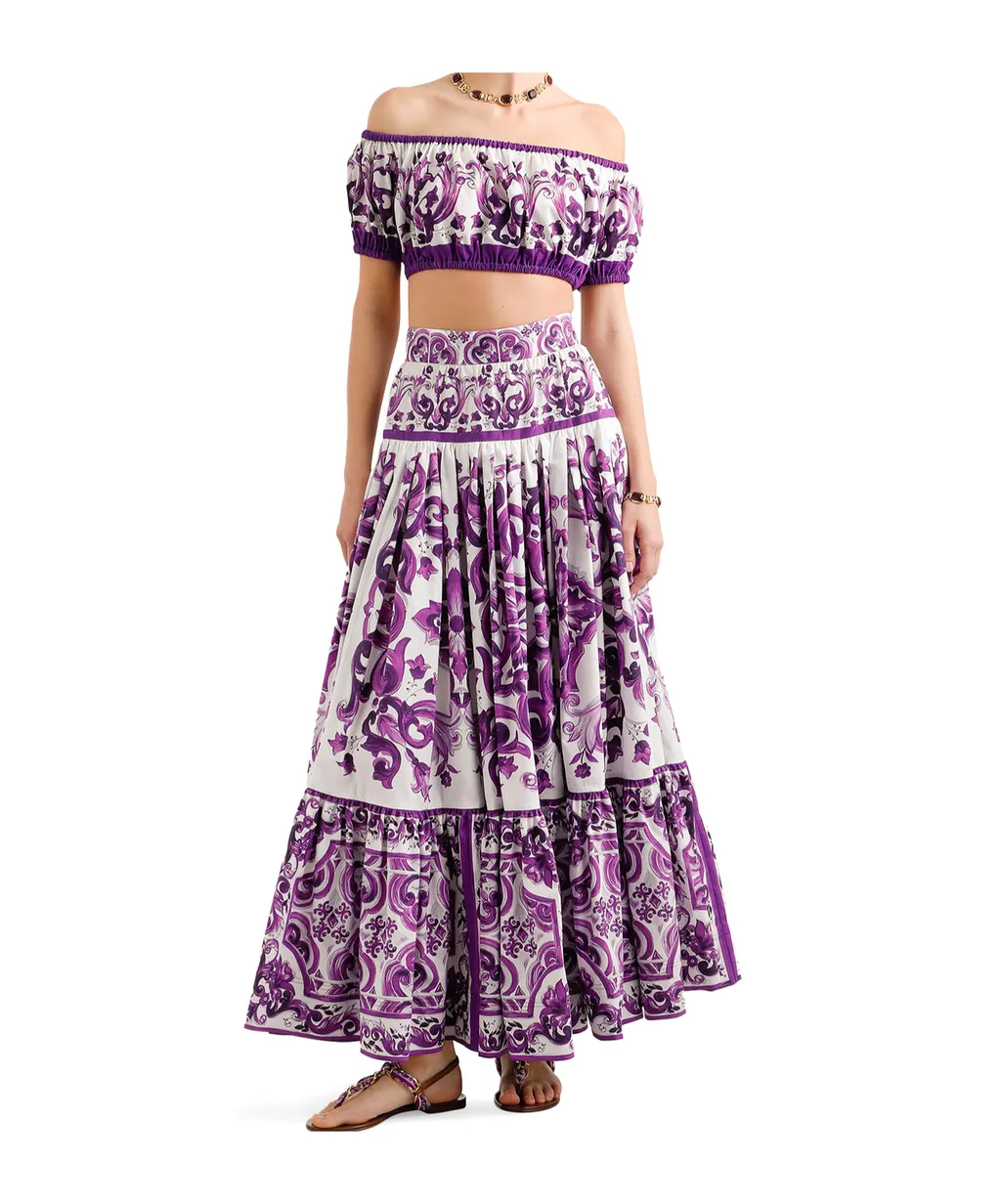 Majolica Printed Midi Skirt