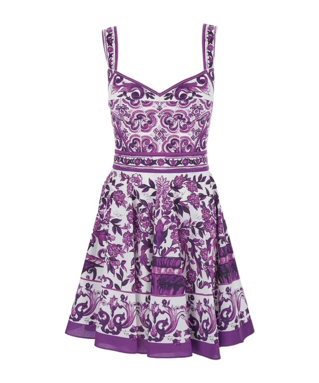 Majolica Printed Sleeveless Mini Dress
