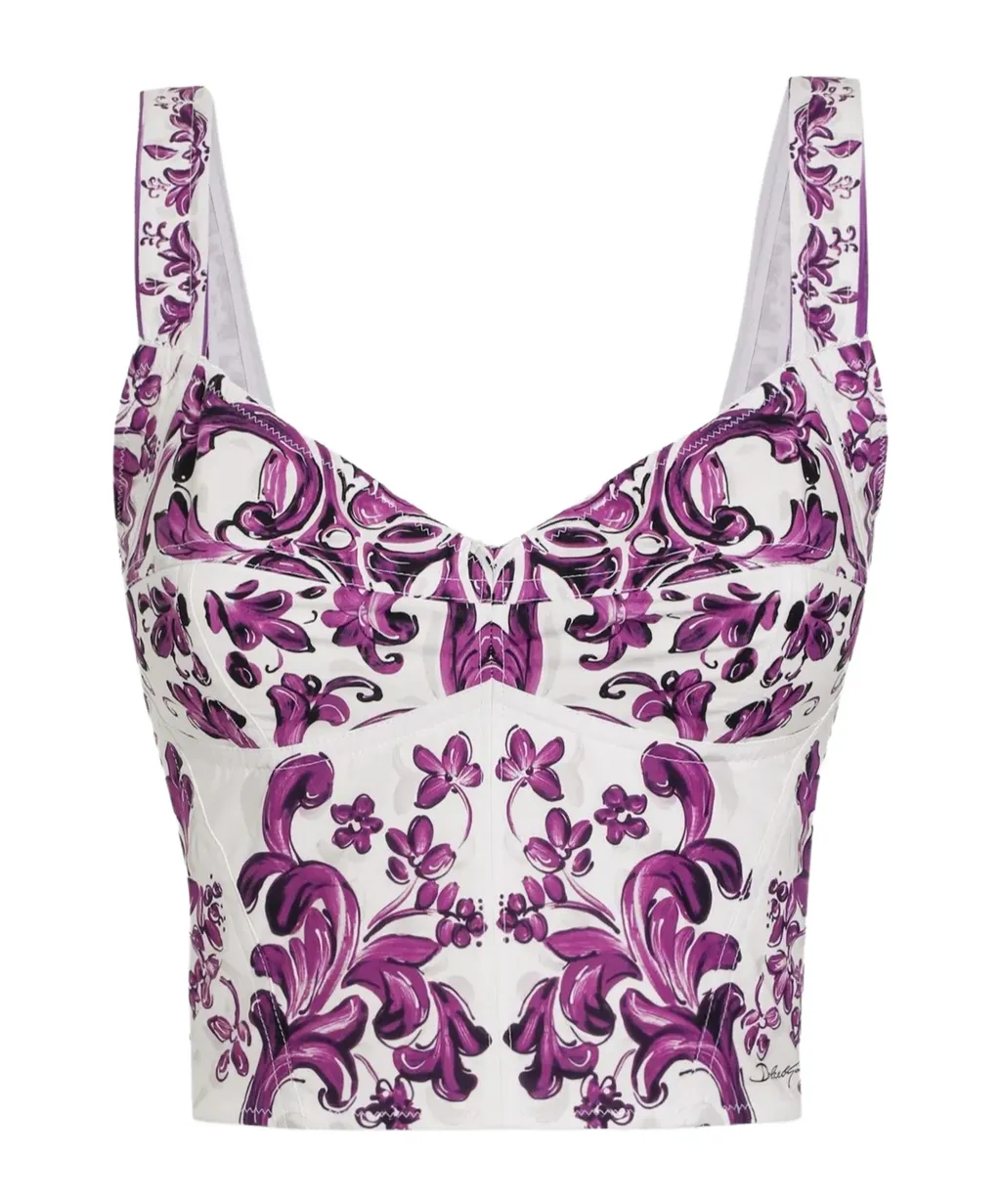 Majolica Printed Cropped Top