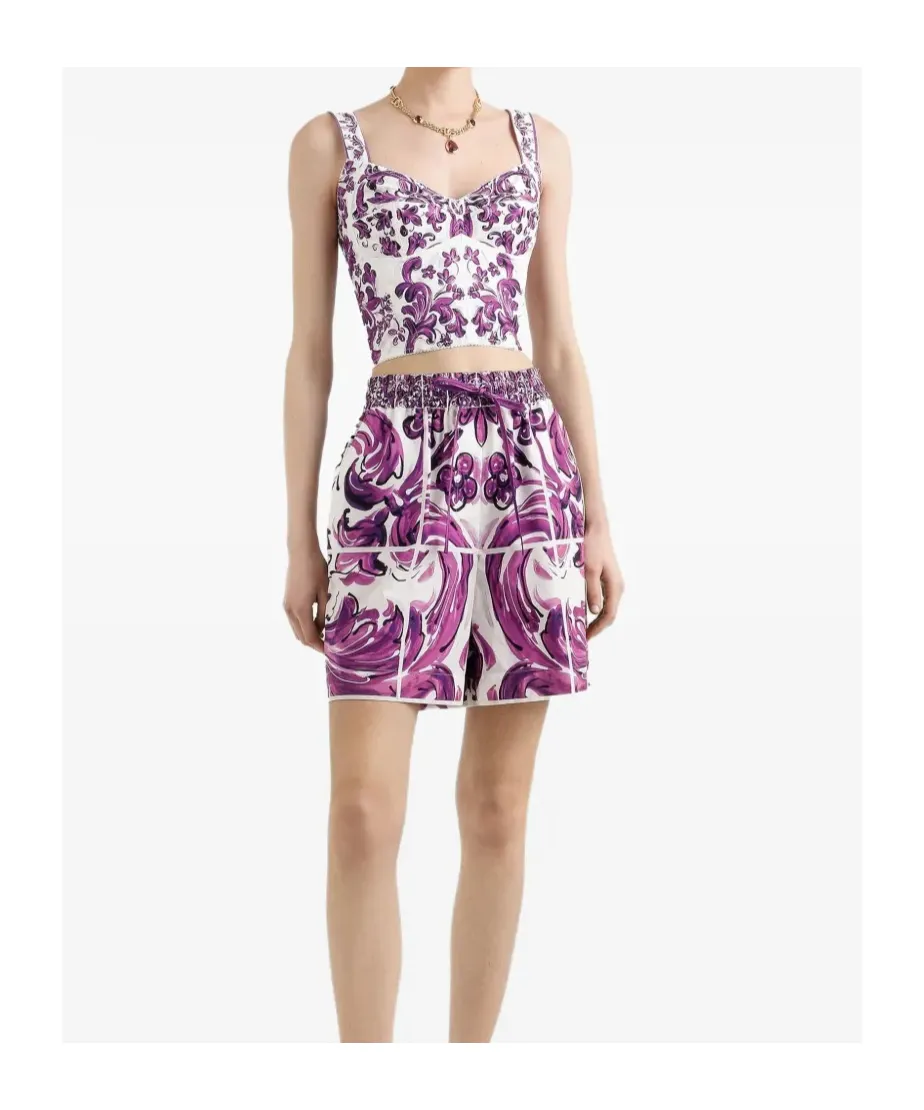 Majolica Printed Cropped Top