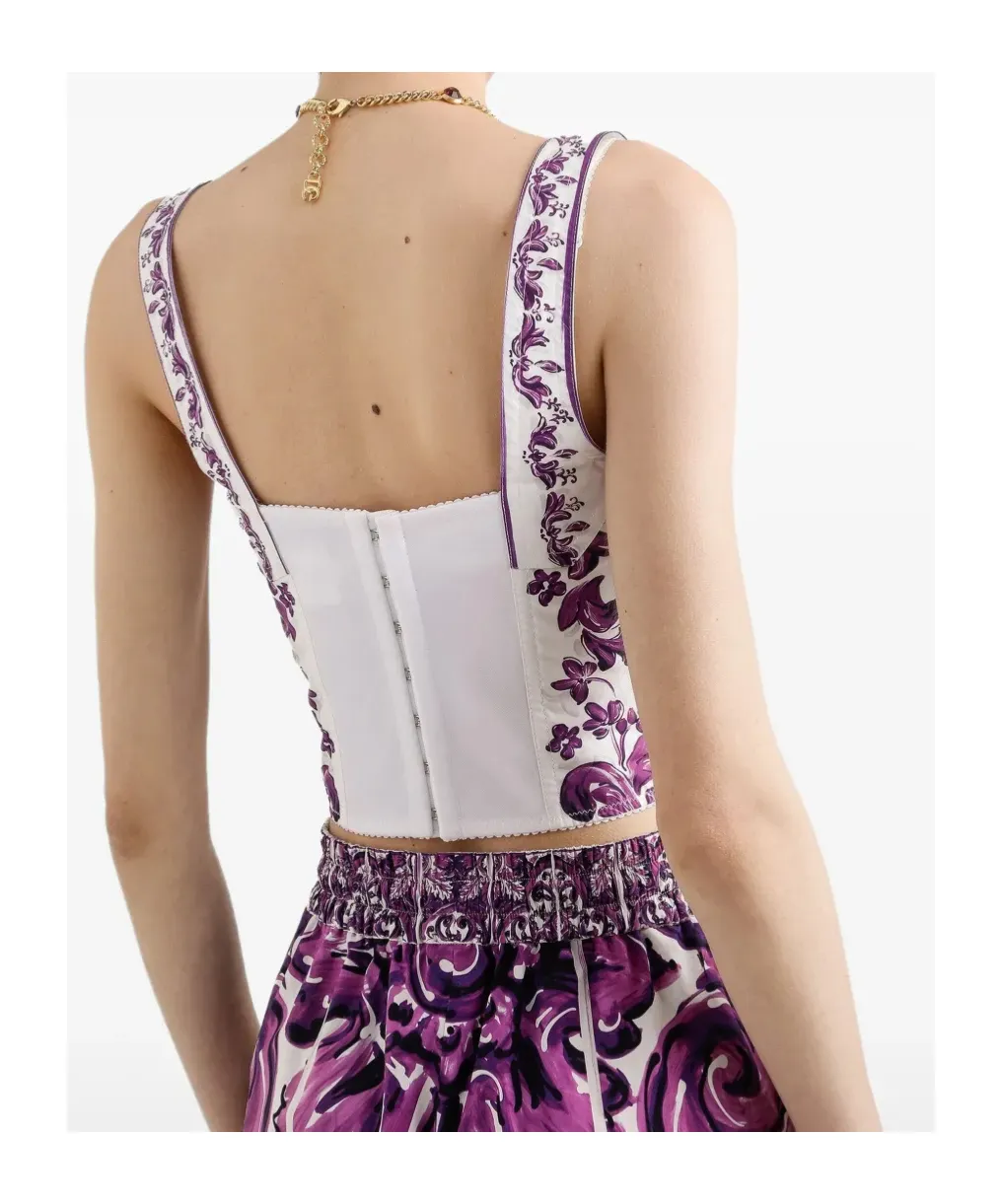 Majolica Printed Cropped Top