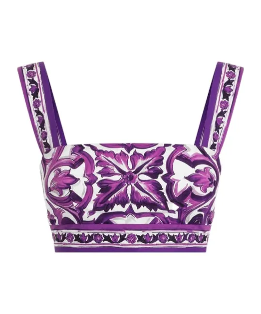 Majolica Printed Cropped Top