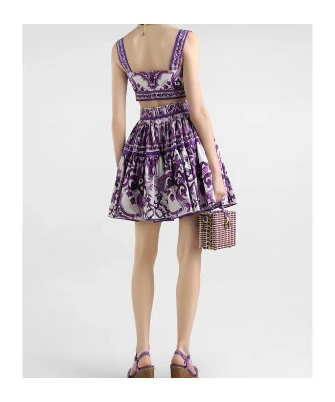 Majolica Printed Cropped Top