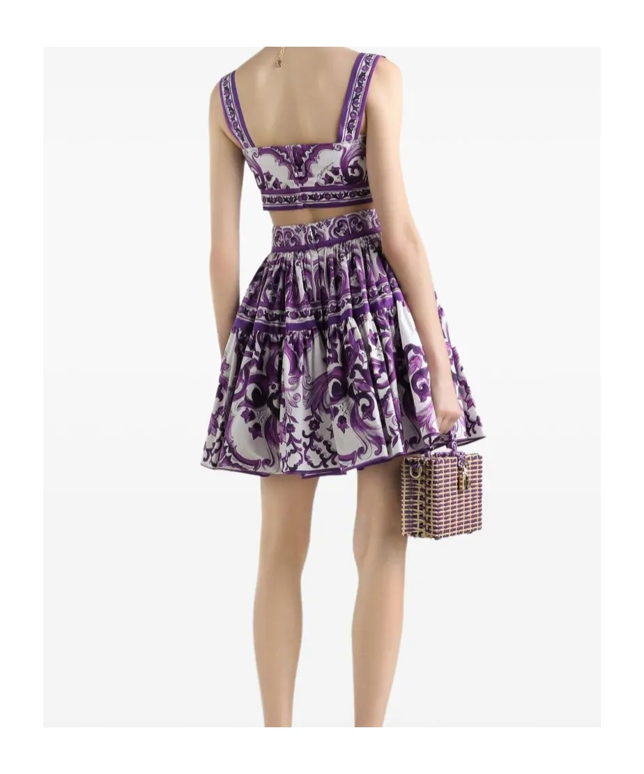 Majolica Printed Poplin Mini Skirt