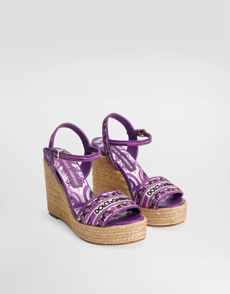 Logo Embroidered Wedge Sandals