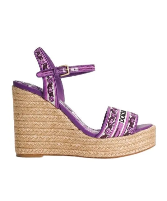 Logo Embroidered Wedge Sandals