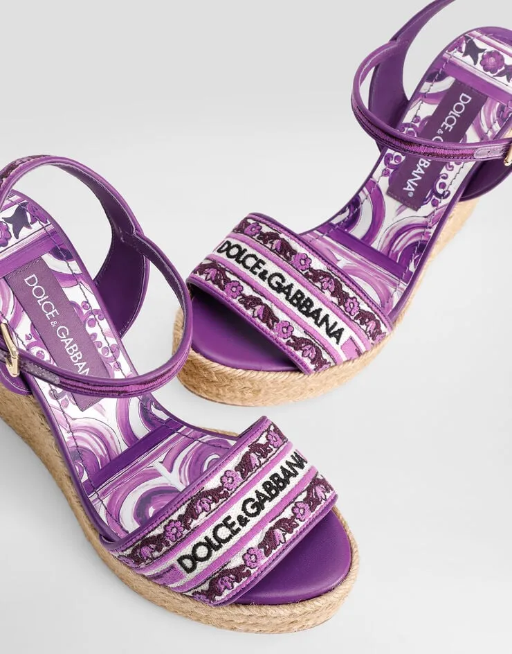 Logo Embroidered Wedge Sandals
