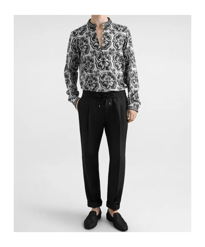 Drawstring-Waist Pleated Trousers