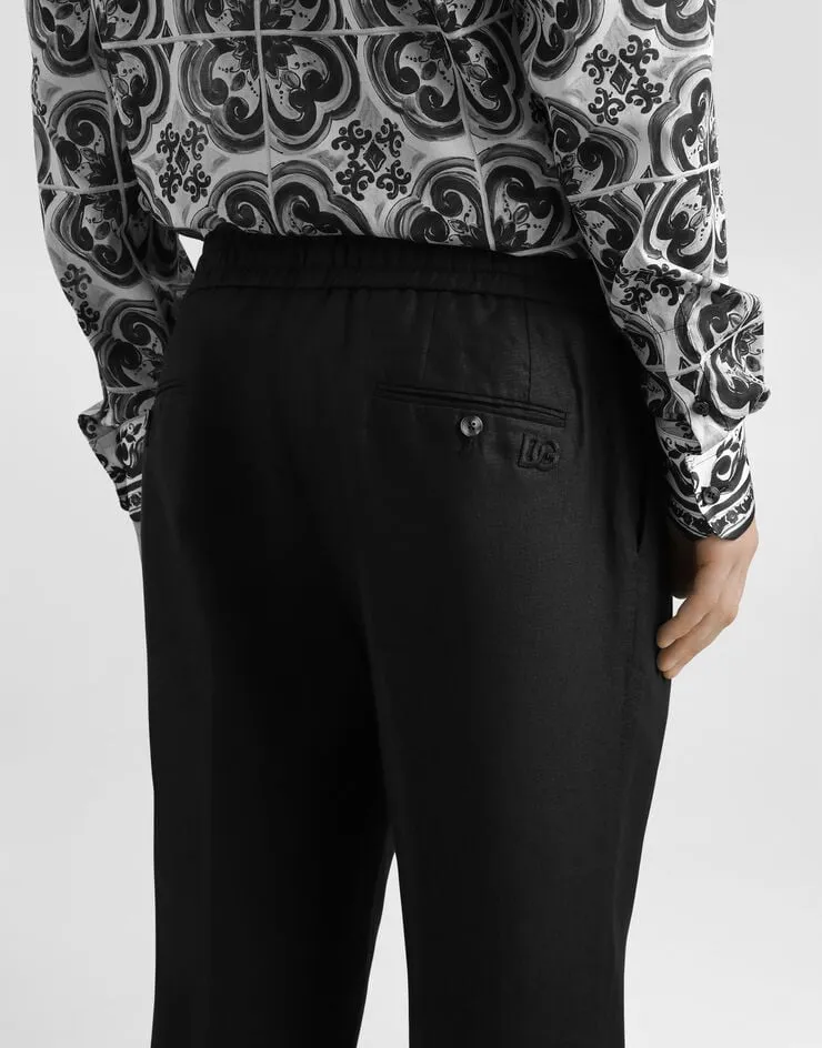 Drawstring-Waist Pleated Trousers