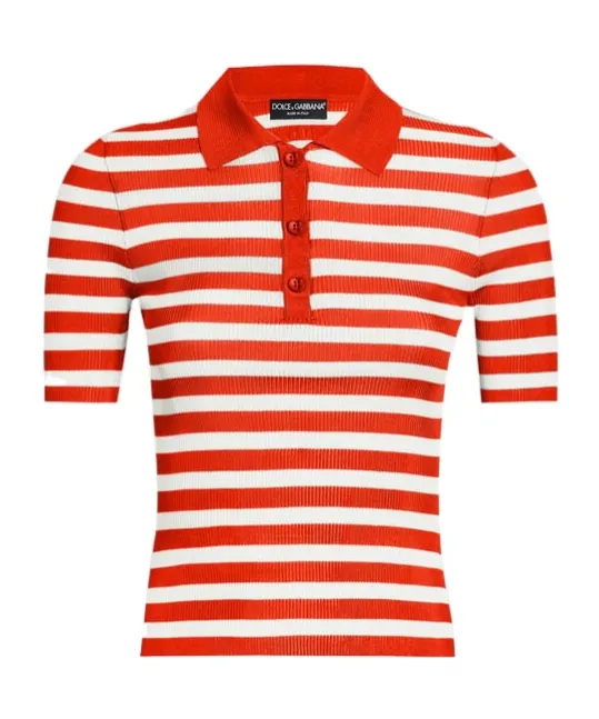 Striped Short-Sleeved Polo Shirt