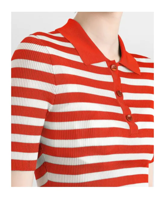 Striped Short-Sleeved Polo Shirt