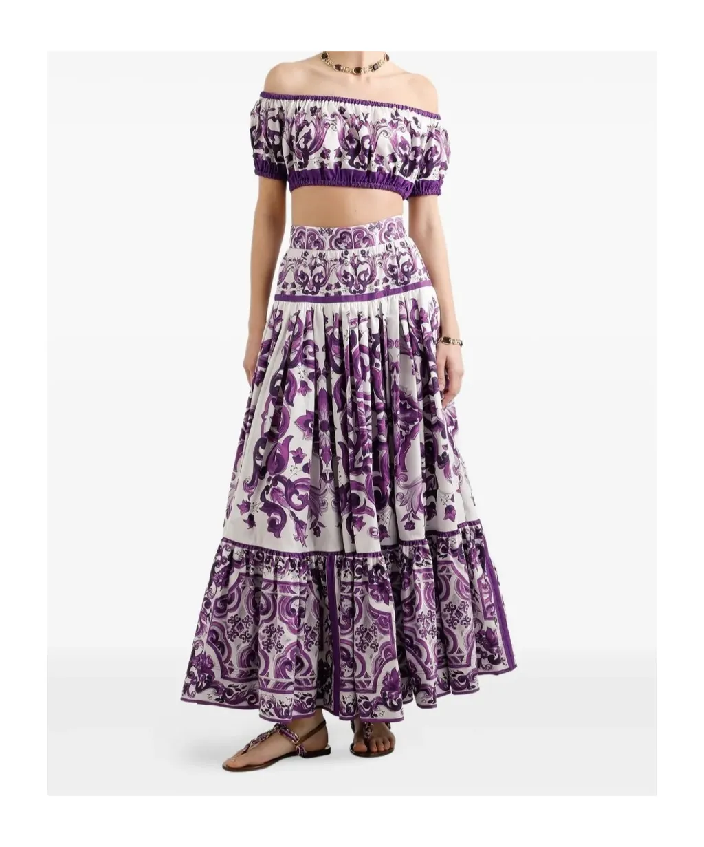 Majolica Printed Poplin Top