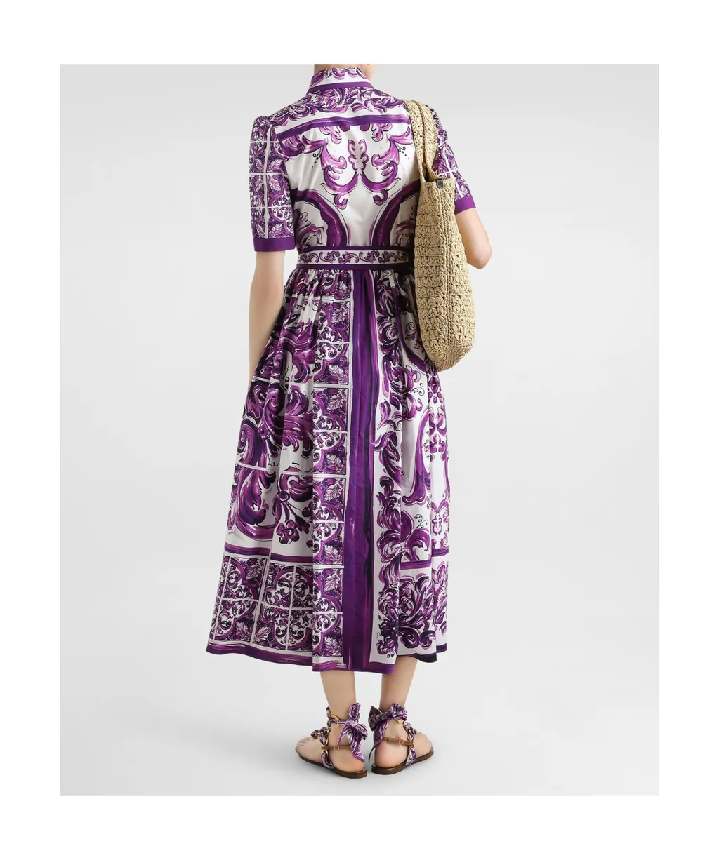 Majolica Printed Short-Sleeved Midi Dress