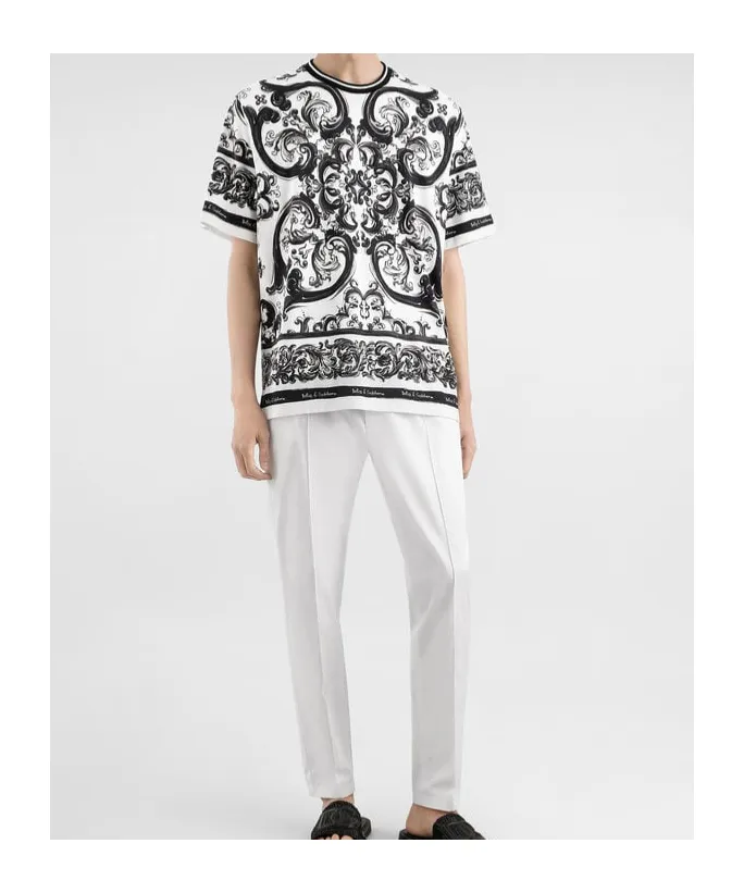 Majolica-Printed Short-Sleeved T-Shirt
