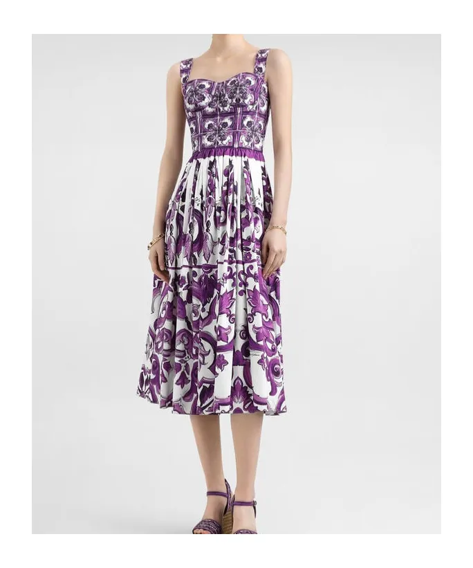 Majolica-Printed Poplin Dress