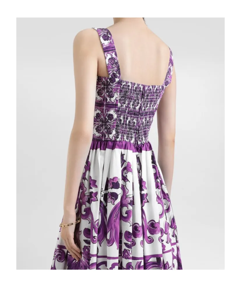 Majolica-Printed Poplin Dress