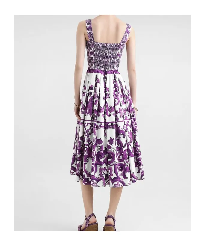Majolica-Printed Poplin Dress