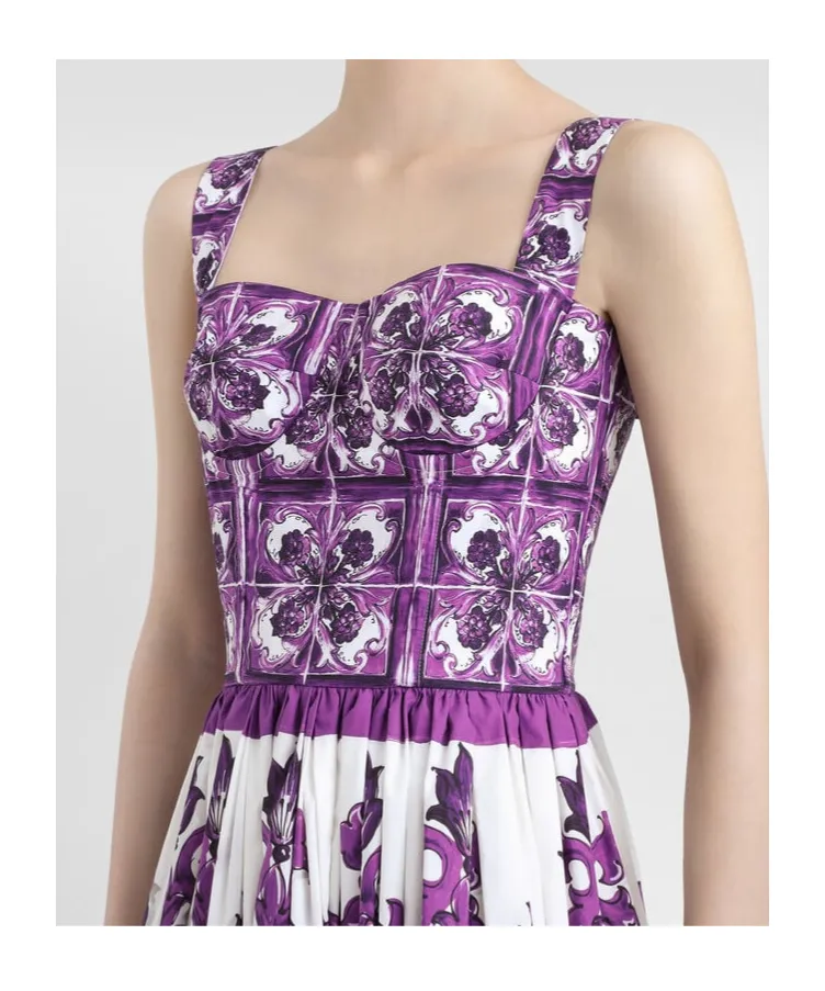 Majolica-Printed Poplin Dress