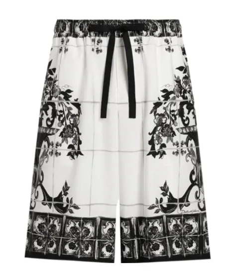 Majolica-Printed Poplin Shorts