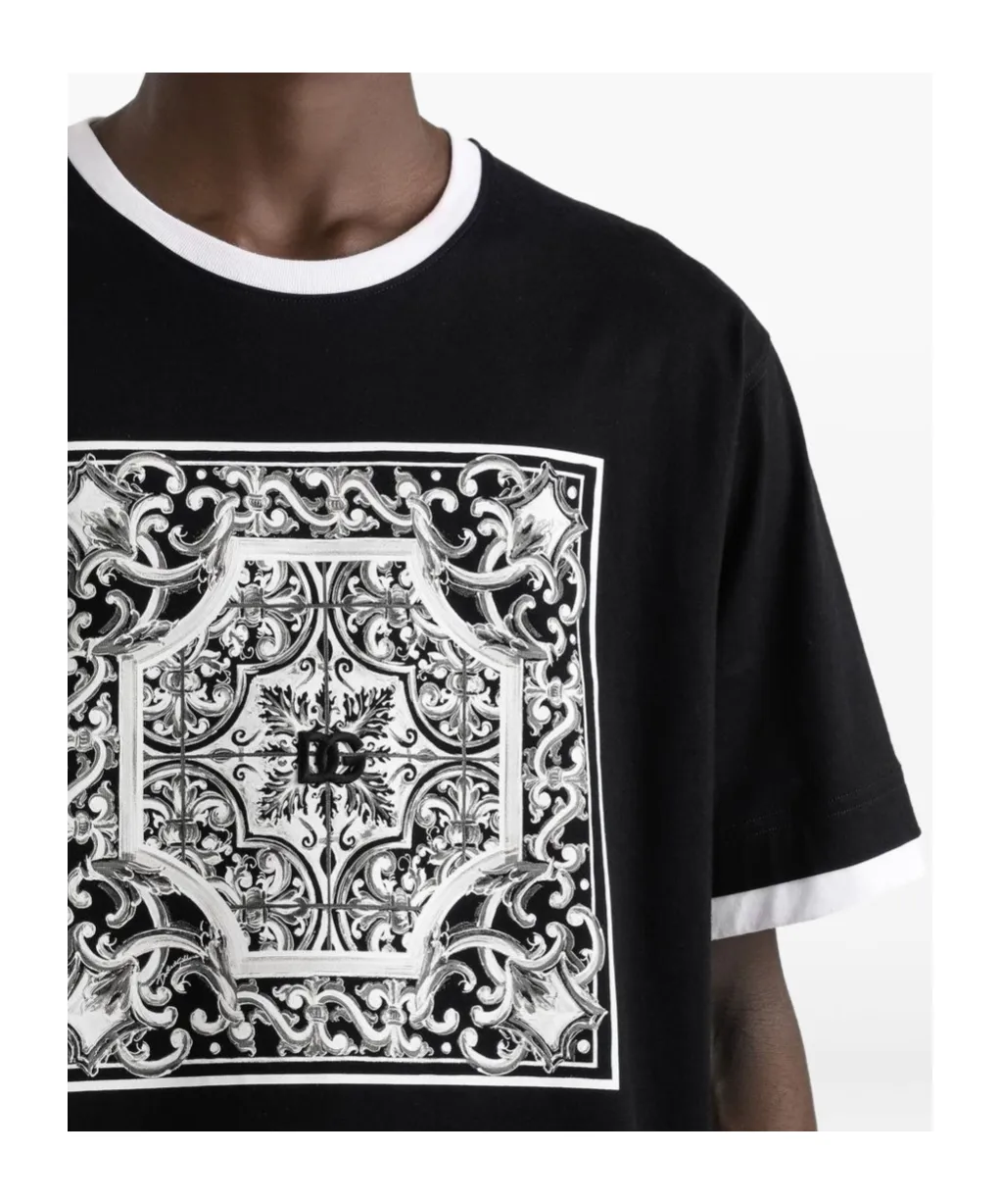 Majolica Printed Crewneck T-Shirt