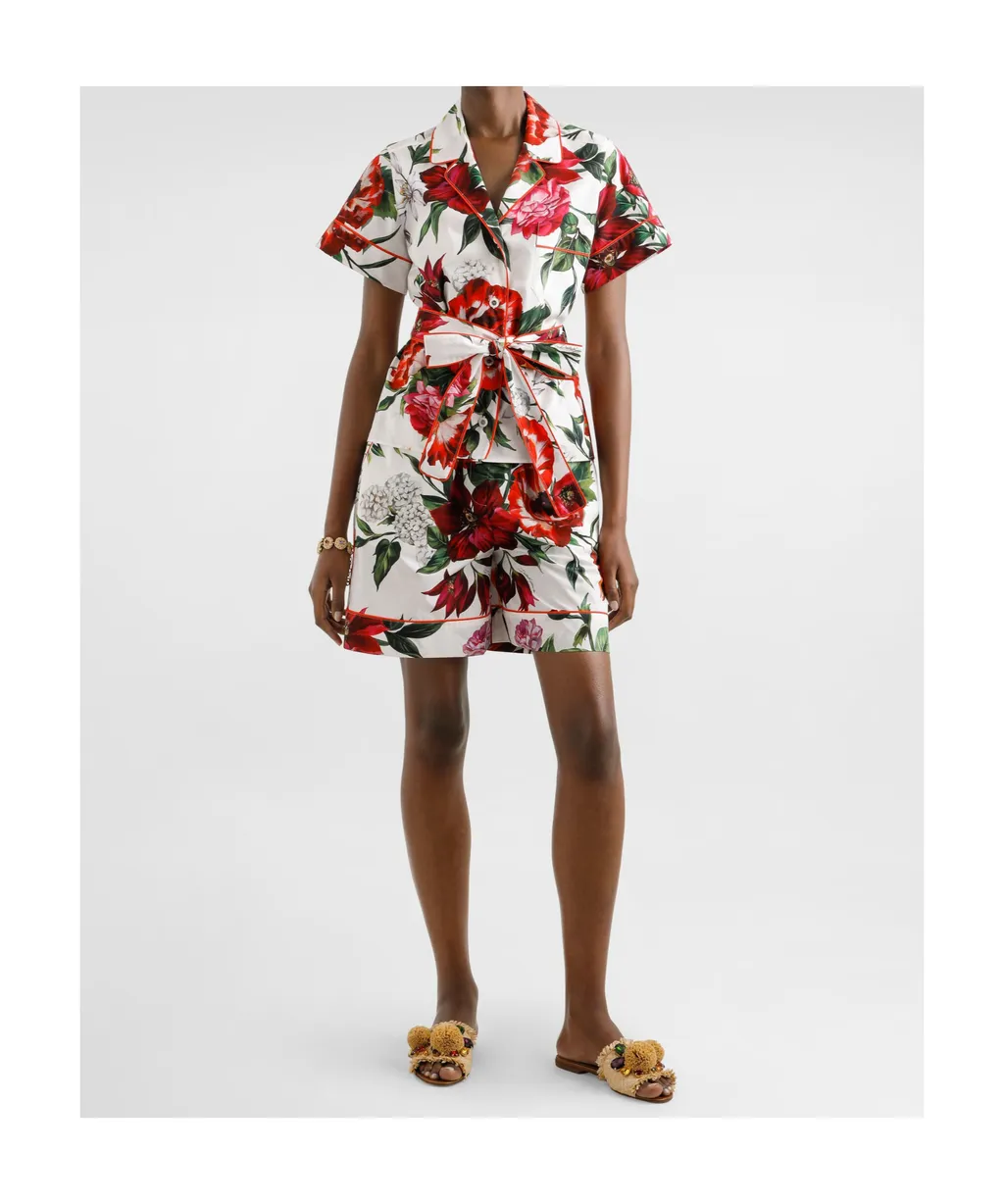 Flower-Printed Poplin Vanity Shirt