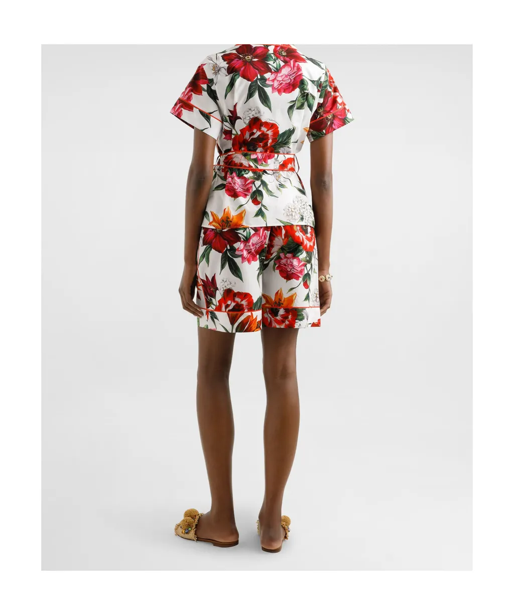Flower-Printed Poplin Vanity Shirt