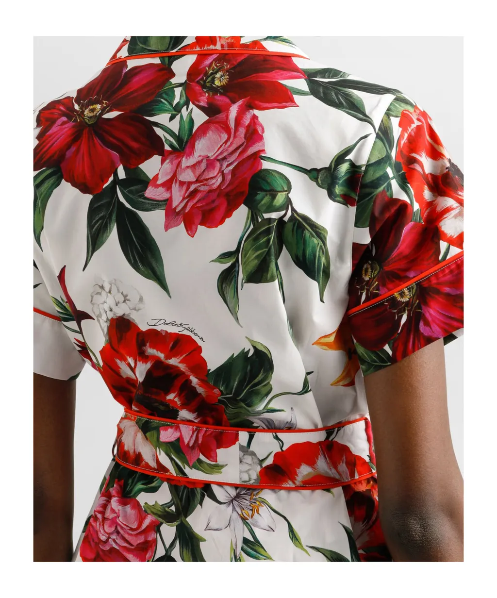 Flower-Printed Poplin Vanity Shirt